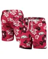 Wes & Willy Men's  Cardinal Arkansas Razorbacks Floral Volley Logo Swim Trunks In Cardinal