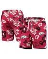 Wes & Willy Men's  Cardinal Arkansas Razorbacks Floral Volley Logo Swim Trunks In Cardinal