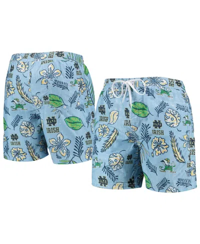 Wes & Willy Men's  Light Blue Notre Dame Fighting Irish Vintage-inspired Floral Swim Trunks