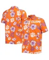 Wes & Willy Men's  Orange Clemson Tigers Floral Button-up Shirt In Orange