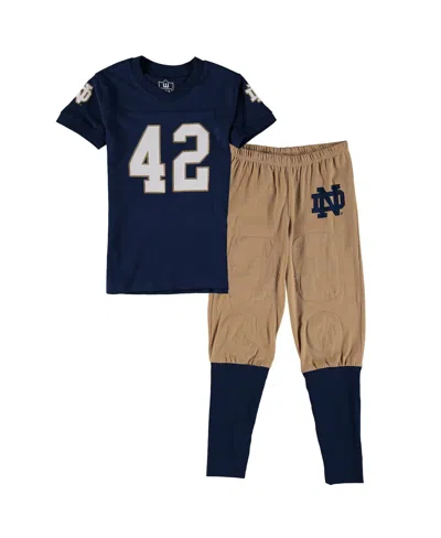 Wes & Willy Babies' Preschool Boys And Girls Notre Dame Fighting Irish Pajama Set In Navy