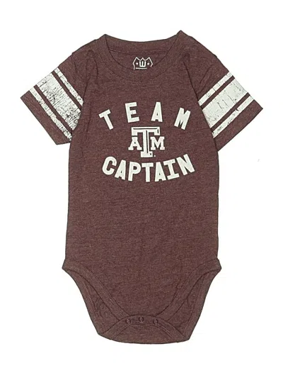 Pre-owned Wes & Willy Kids' Short Sleeve Onesie In Burgundy