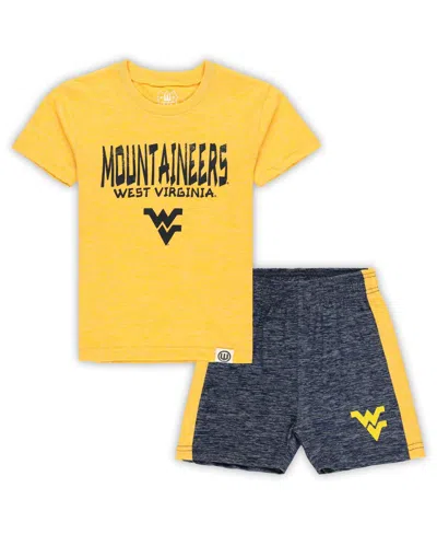 Wes & Willy Babies' Toddler 2-piece West Virginia Mountaineers Cloudy Yarn T-shirt And Shorts Set In Yellow
