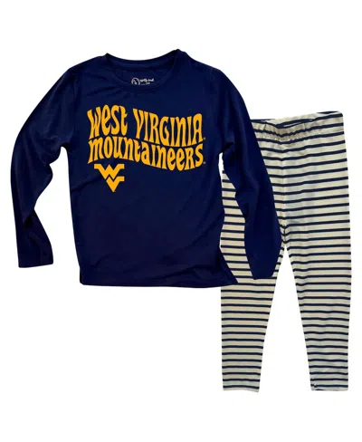 Wes & Willy Babies' Toddler 2-piece West Virginia Mountaineers Long Sleeve Top And Striped Tri-blend Leggings Set In Multi