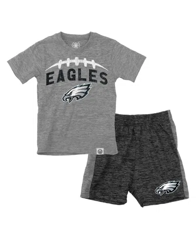 Wes & Willy Babies' Toddler Gray/charcoal Philadelphia Eagles T-shirt And Contrasting Shorts Set