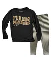 Wes & Willy Toddler Purdue Boilermakers Long Sleeve Top And Striped Leggings Set In Black