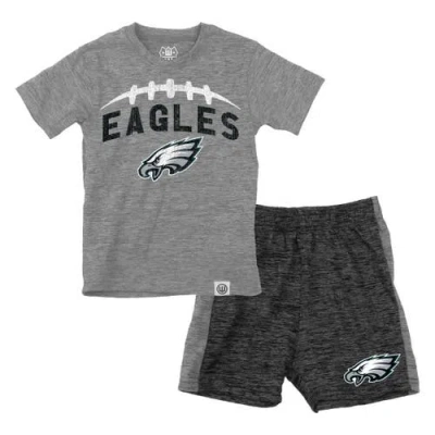 Wes & Willy Kids' Toddler  Gray/charcoal Philadelphia Eagles T-shirt & Contrasting Shorts Set