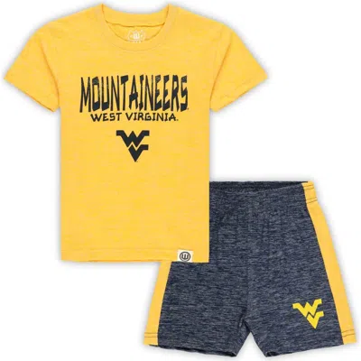 Wes & Willy Kids' Toddler  West Virginia Mountaineers Cloudy Yarn T-shirt & Shorts Set In Yellow