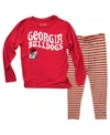 Wes & Willy Wes Willy Baby Boys And Girls 2-piece Georgia Bulldogs Long Sleeve Top And Striped Tri-blend Legging In Red
