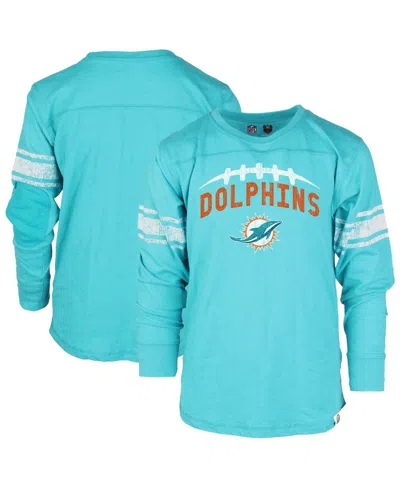 Wes & Willy Kids' Wes Willy Big Boys And Girls Aqua Miami Dolphins Football Long Sleeve T-shirt In Blue
