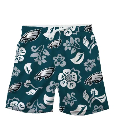 Wes & Willy Wes Willy Big Boys And Girls Midnight Green Philadelphia Eagles Floral Volley Swim Trunks