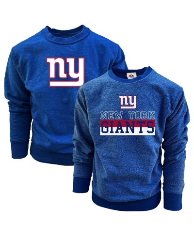 Wes & Willy Kids' Wes Willy Big Boys And Girls Royal New York Giants Reversible Fleece Pullover Sweatshirt In Blue