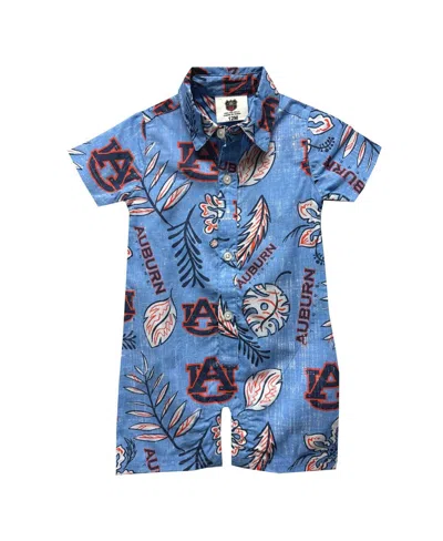 Wes & Willy Wes Willy Infant Light Blue Auburn Tigers Vintage-like Floral Romper