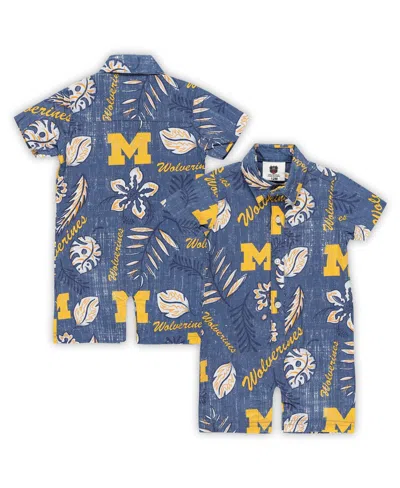 Wes & Willy Wes Willy Infant Navy Michigan Wolverines Vintage-like Floral Romper