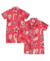 WES & WILLY WES WILLY INFANT RED WISCONSIN BADGERS VINTAGE-LIKE FLORAL ROMPER