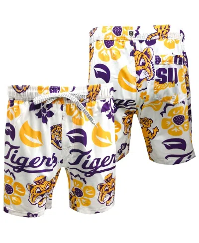 Wes & Willy Wes Willy Youth White Lsu Tigers Allover Print Vault Tech Swim Trunks