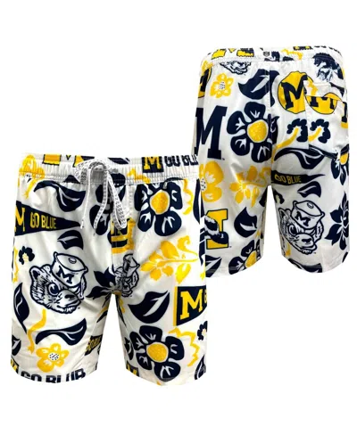 Wes & Willy Wes Willy Youth White Michigan Wolverines Allover Print Vault Tech Swim Trunks