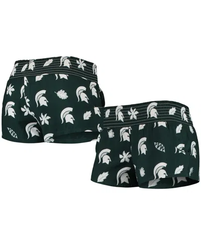 WES & WILLY WOMEN'S WES & WILLY GREEN MICHIGAN STATE SPARTANS BEACH SHORTS