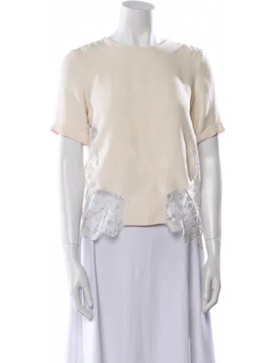 Pre-owned Wes Gordon Bateau Neckline Short Sleeve Blouse In White