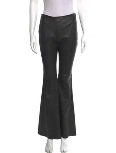 Pre-owned Wes Gordon Lamb Leather Wide Leg Pants In Black