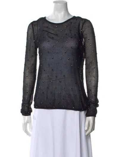 Pre-owned Wes Gordon Patterned Crew Neck Top In Black