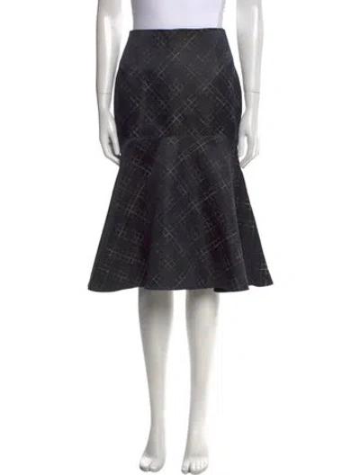 Pre-owned Wes Gordon Plaid Print Knee-length Skirt In Black