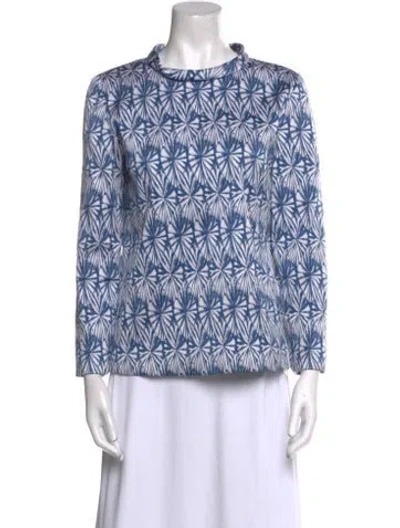 Pre-owned Wes Gordon Printed Crew Neck Top In Blue