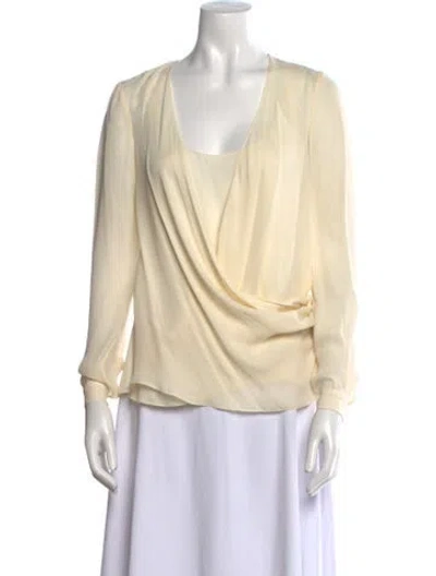 Pre-owned Wes Gordon V-neck Three-quarter Sleeve Blouse In Neutral