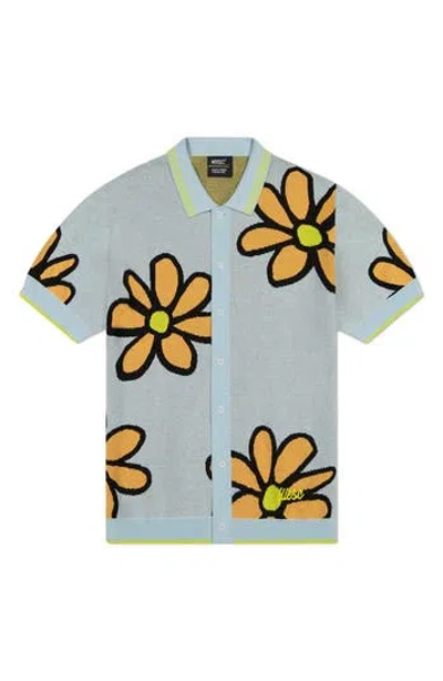 Wesc Daisy Intarsia Cotton Short Sleeve Shirt In Blue