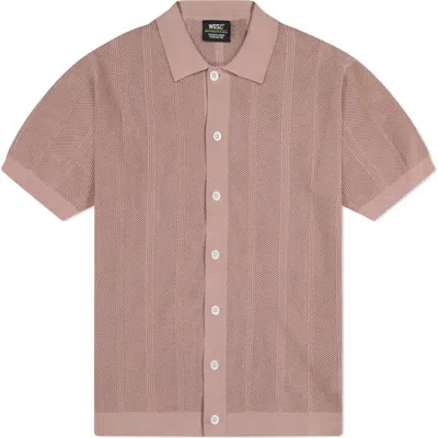 Wesc Loose Weave Short Sleeve Cotton Button-down Sweater