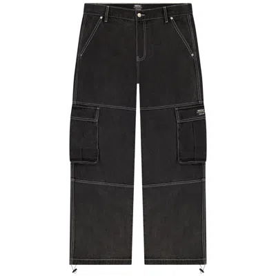 Wesc Men's Black Baggy Denim Cargo Pants