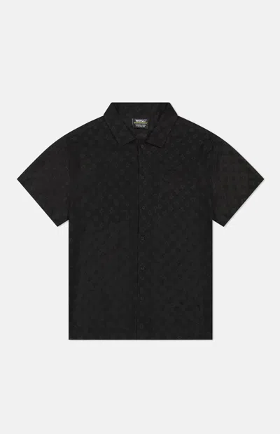 Wesc Men's Black Mesh Camp Shirt In Blue