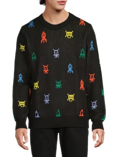 Wesc Men's Leon Retro Arcade Crewneck Sweater In Black