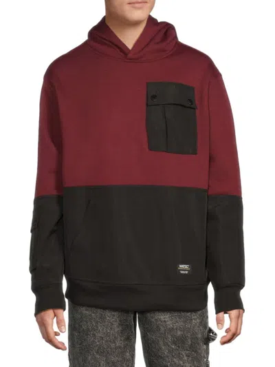 Wesc Men's Mike Flap Pocket Hoodie In Burgundy