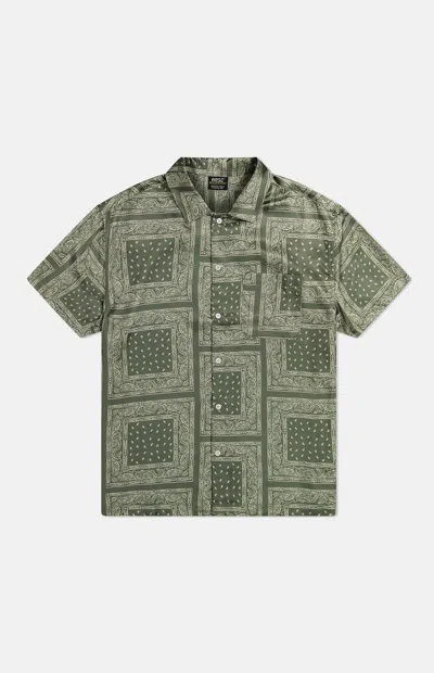 Wesc Men's Olive Bandana Camp Shirt In Green