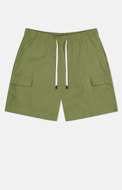 Wesc Men's Olive Linen Utility Cargo Shorts In Green
