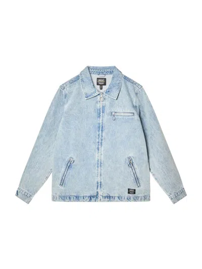 Wesc Men's Stone Wash Denim Work Jacket In Auth Light Blue