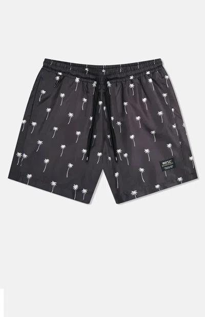 Wesc Men's Zack Palm Aop 5" Swim Trunks In Black