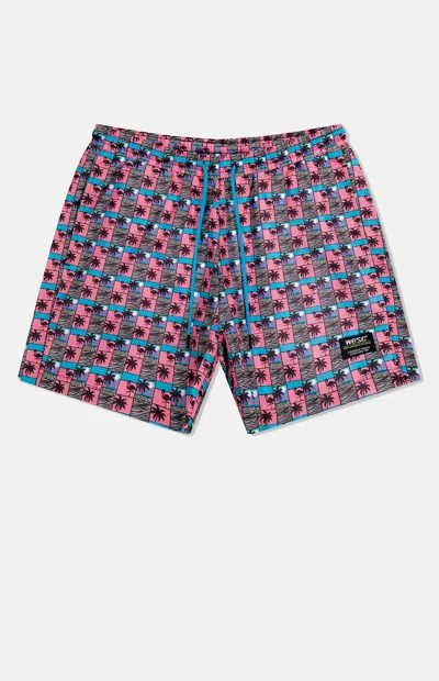 Wesc Men's Zack Paradise Lost Scenery Aop 5" Swim Trunks In Multi