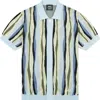 Wesc Short Sleeve Cotton Button-down Sweater In Blue