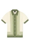 Wesc Short Sleeve Cotton Button-down Sweater In Multi