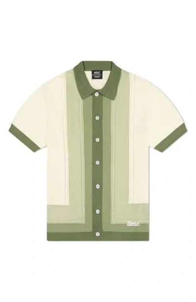 Wesc Short Sleeve Cotton Button-down Sweater In Multi