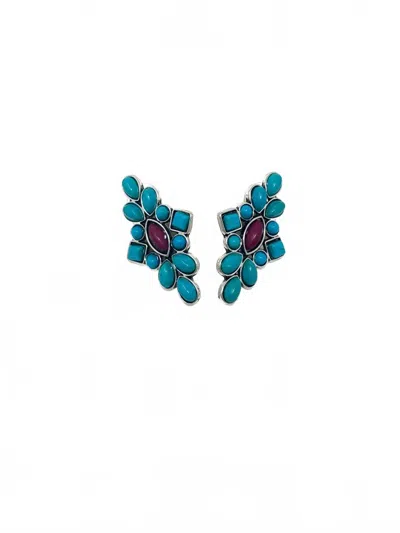 West & Co. Women's Cluster Earrings In Turquoise /plum In Multi