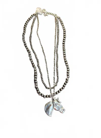 West & Co. Women's Horse Head Pendant Necklace In Grey In Multi