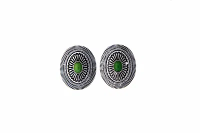 West & Co. Women's Oval Concho Earrings In Green