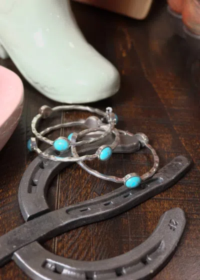 West & Co. Women's Ragged Three Set Bangles In Turquoise In Silver