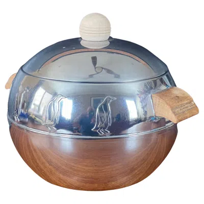 Pre-owned West Bend Mcm Chrome "penguin" Ice Bucket By  Manufacturing In Gray