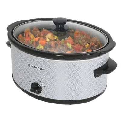 West Bend ® Pattern Slow Cooker, 6-quart Capacity, Easy-clean Ceramic Crock, In Silver