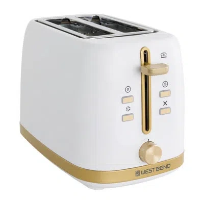 West Bend Timeless 2-slice Toaster, In White/gold