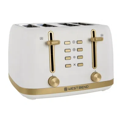 West Bend Timeless 4-slice Toaster, In White/gold